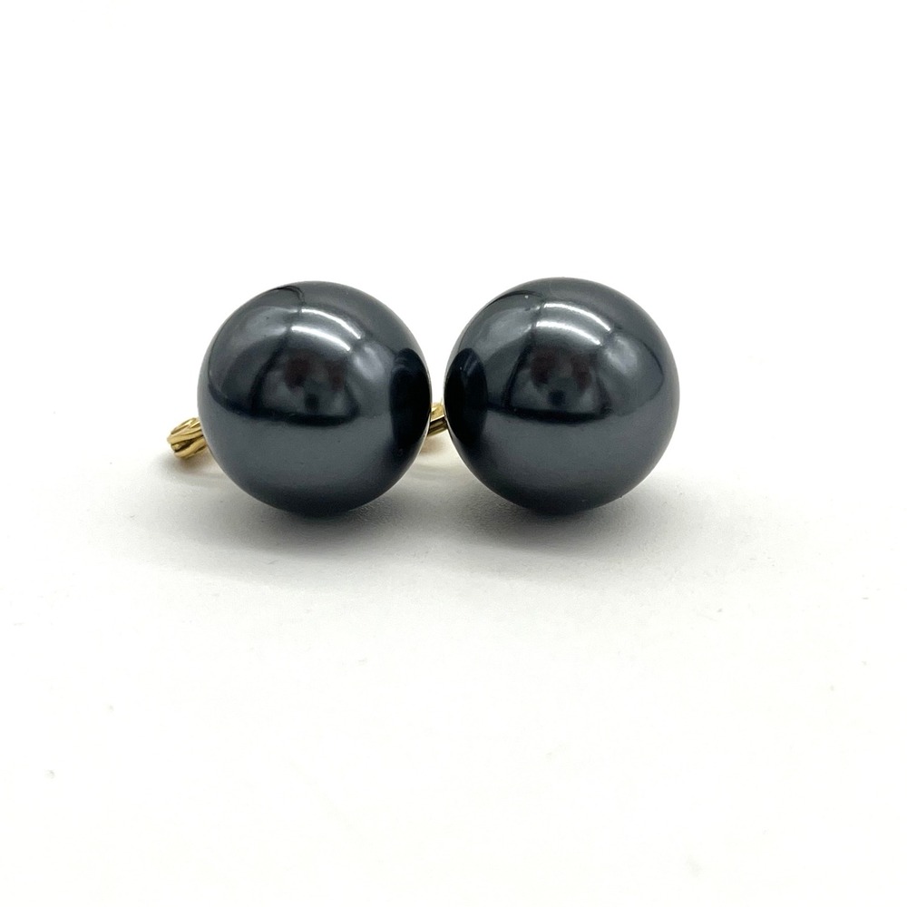Monet Gray Large Ball Sphere Clip On Earrings Gold Tone Costume‎ Jewelry Classic